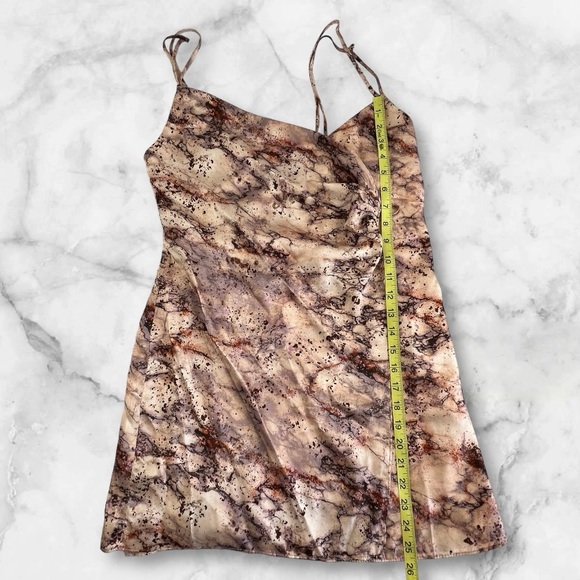 Zara Satin Effect  Marbled Print Mini Spaghetti Strap Wrap Dress Sz: Small - Picture 10 of 11